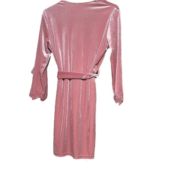 Kaorou Pink Velvet Kimono/Robe/Dressing Gown - Size Large fits Small- Very Soft - Picture 5 of 6
